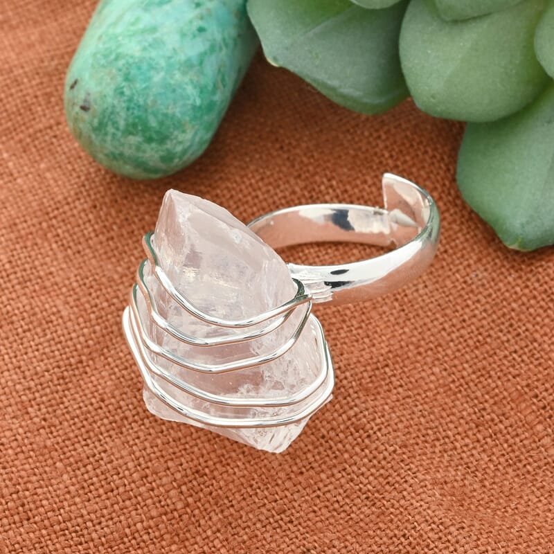 Made in Brazil Crystal Zig Zag Ring in Silvertone (Size 6.0)