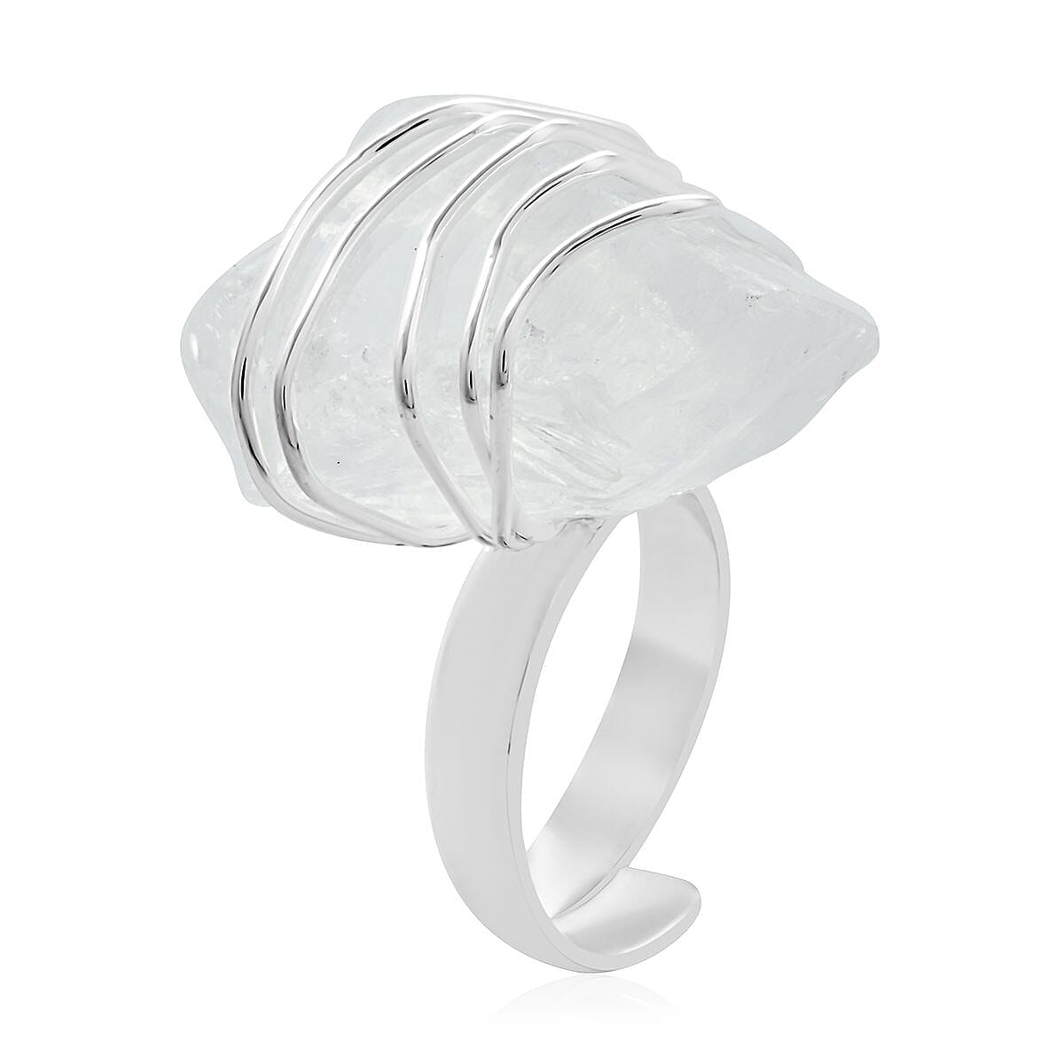 Made in Brazil Crystal Zig Zag Ring in Silvertone (Size 6.0)