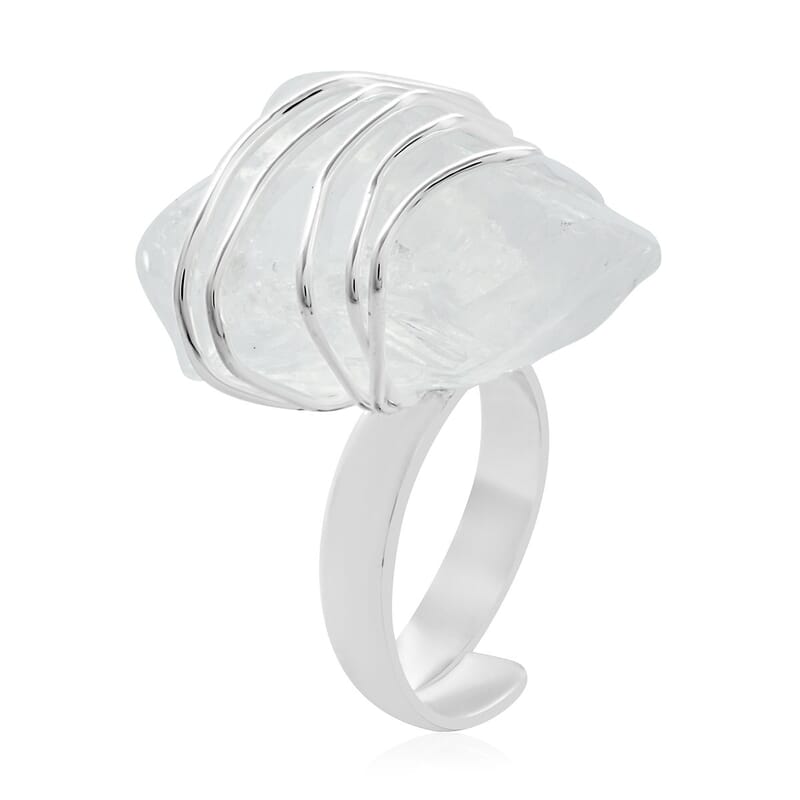 Made in Brazil Crystal Zig Zag Ring in Silvertone (Size 6.0)