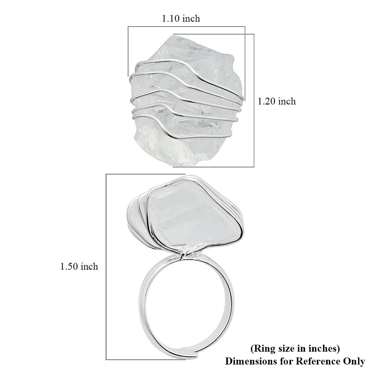 Made in Brazil Crystal Zig Zag Ring in Silvertone image number 4