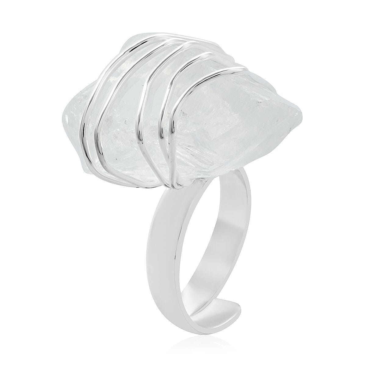 Made in Brazil Crystal Zig Zag Ring in Silvertone (Size 9.0) image number 3