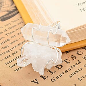 Druzy Crystal and Crystal Pendant without Chain in Silvertone