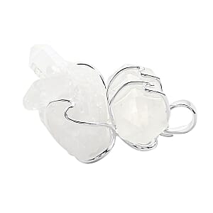 Druzy Crystal and Crystal Pendant without Chain in Silvertone