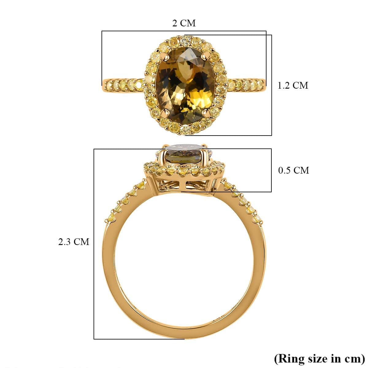 Luxoro 14K Yellow Gold Premium Golden Tanzanite and Natural Yellow Diamond I3 Halo Ring (Size 7.0) 2.25 ctw image number 5