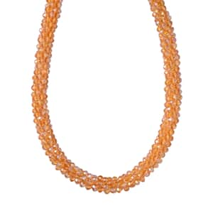 Champagne Magic Color Glass Beaded Necklace in Silvertone 20-22 Inches