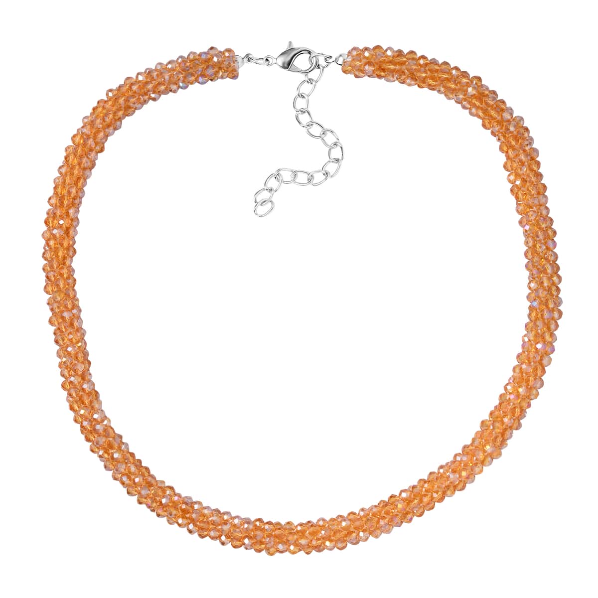 Champagne Magic Color Glass Beaded Necklace in Silvertone 20-22 Inches image number 2