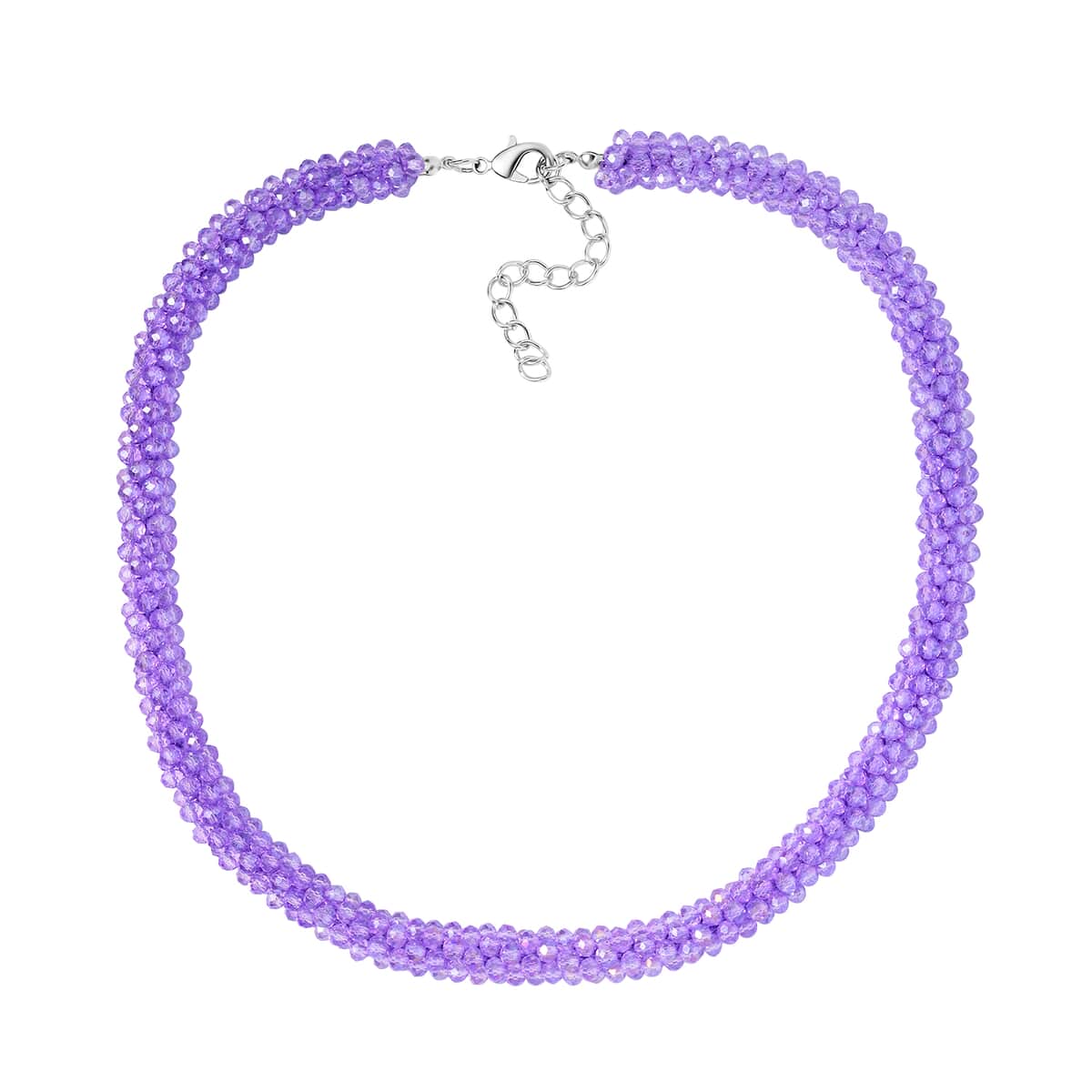 Purple Magic Color Glass Beaded Necklace 20-22 Inches in Silvertone image number 2