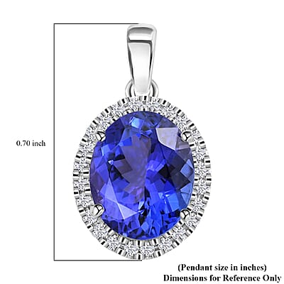 Certified & Appraised Rhapsody 950 Platinum AAAA Tanzanit and E-F VS Diamond Halo Pendant without Chain 2.85 ctw