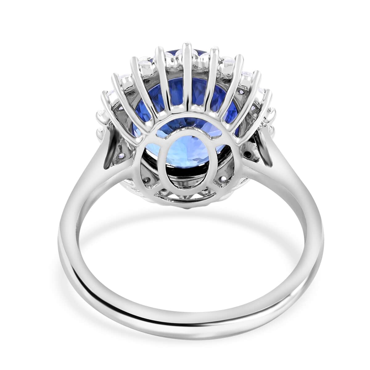 Certified & Appraised Rhapsody 950 Platinum AAAA Tanzanite and E-F VS Diamond Sunburst Ring (Size 10.0) 6.90 Grams 5.75 ctw image number 4
