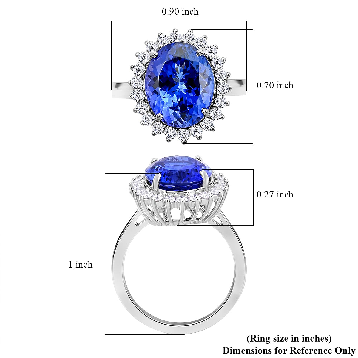 Certified & Appraised Rhapsody 950 Platinum AAAA Tanzanite and E-F VS Diamond Sunburst Ring (Size 10.0) 6.90 Grams 5.75 ctw