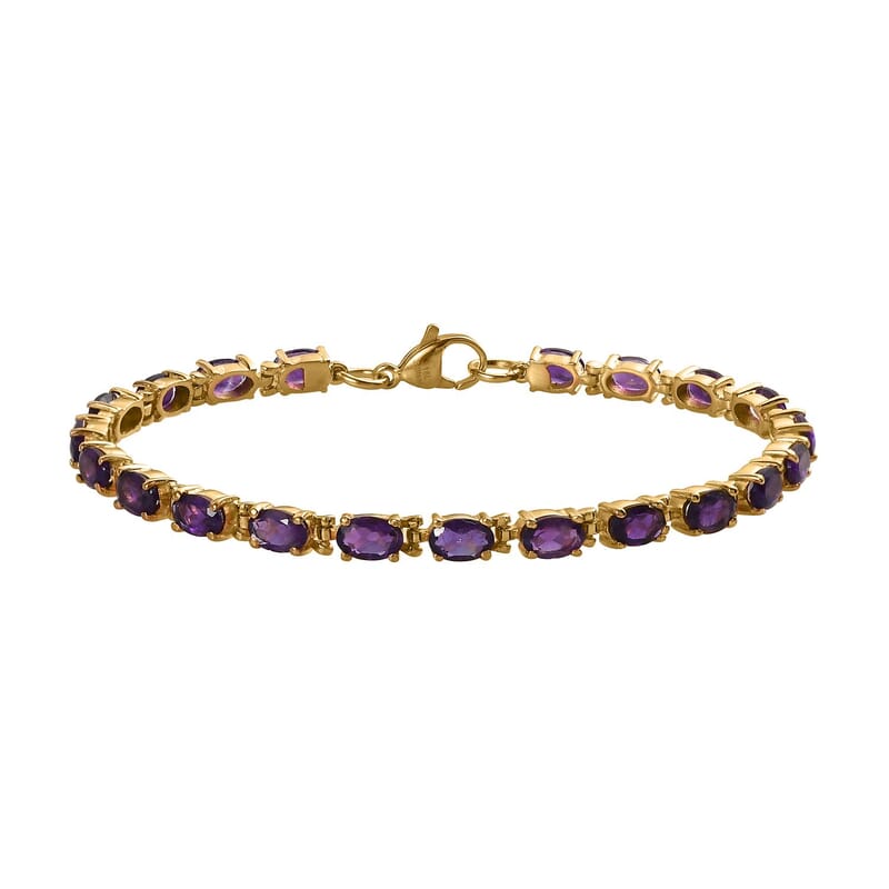 African Amethyst Bracelet in ION Plated YG Stainless Steel (7.25 In) 9.25 ctw