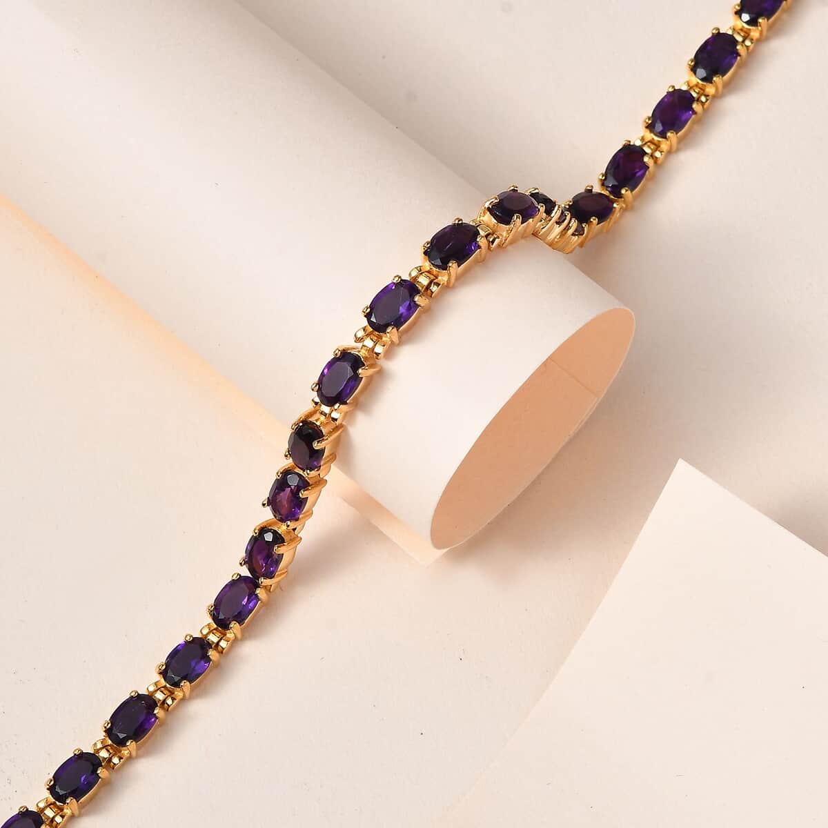 African Amethyst Bracelet in ION Plated YG Stainless Steel (7.25 In) 9.25 ctw image number 1