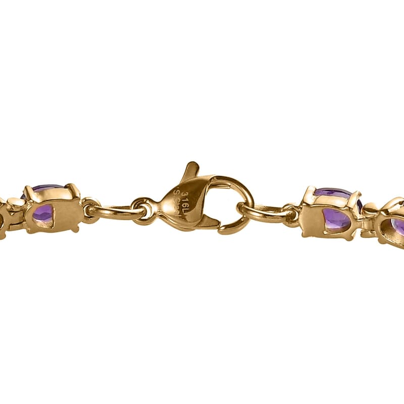 African Amethyst Bracelet in ION Plated YG Stainless Steel (7.25 In) 9.25 ctw