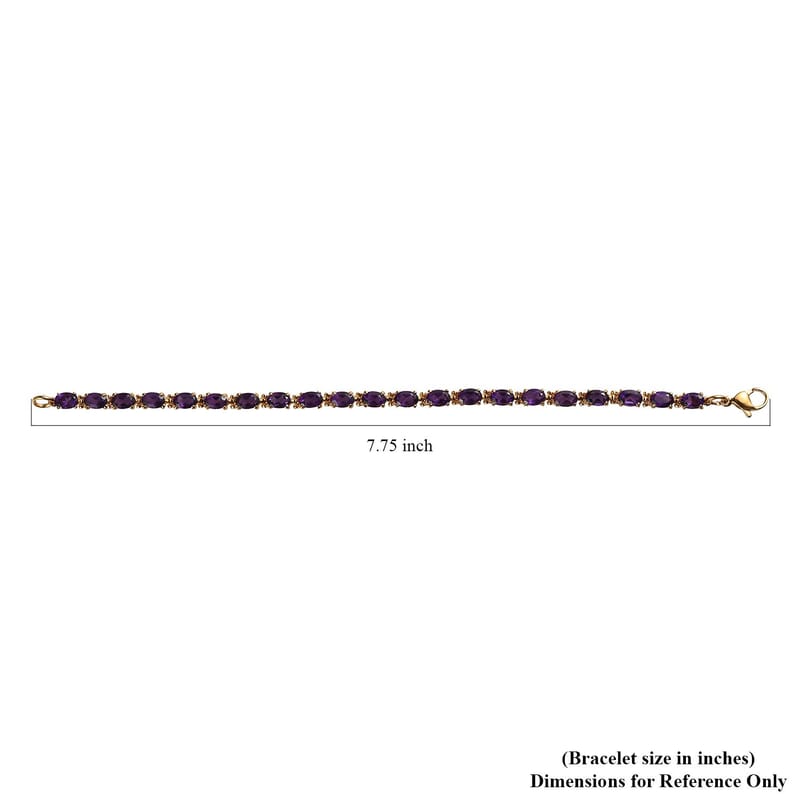 African Amethyst Bracelet in ION Plated YG Stainless Steel (7.25 In) 9.25 ctw