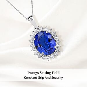 Certified & Appraised Rhapsody AAAA Tanzanite and E-F VS Diamond 4.25 ctw Sunburst Pendant without Chain in 950 Platinum