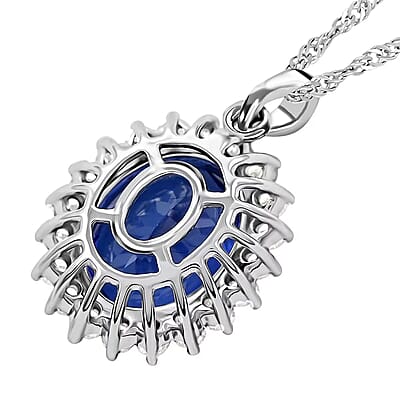 Certified & Appraised Rhapsody AAAA Tanzanite and E-F VS Diamond 4.25 ctw Sunburst Pendant without Chain in 950 Platinum