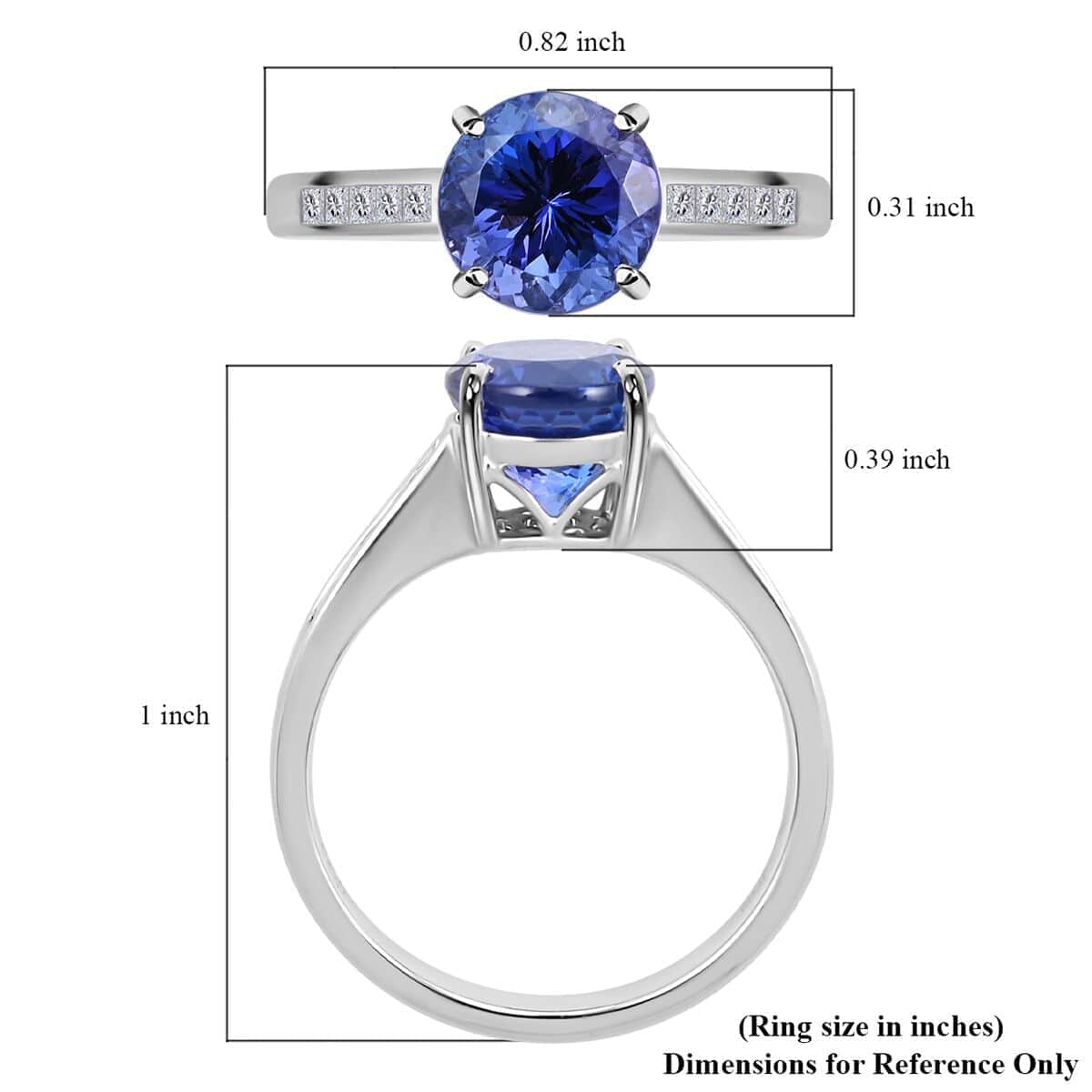 Certified & Appraised Rhapsody 950 Platinum AAAA Tanzanite and E-F VS Diamond Ring (Size 7.0) 5.20 Grams 2.50 ctw image number 5