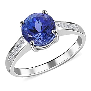 Certified & Appraised Rhapsody 950 Platinum AAAA Tanzanite and E-F VS Diamond Ring (Size 8.0) 5.20 Grams 2.50 ctw