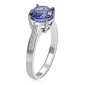 Certified & Appraised Rhapsody 950 Platinum AAAA Tanzanite and E-F VS Diamond Ring (Size 8.0) 5.20 Grams 2.50 ctw