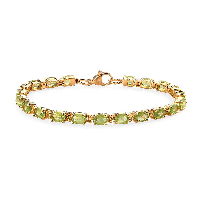 Peridot Bracelet in ION Plated YG Stainless Steel (7.25 In) 10.70 ctw