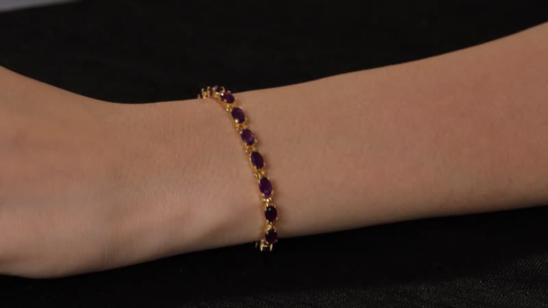 African Amethyst Bracelet in ION Plated YG Stainless Steel (7.25 In) 9.25 ctw