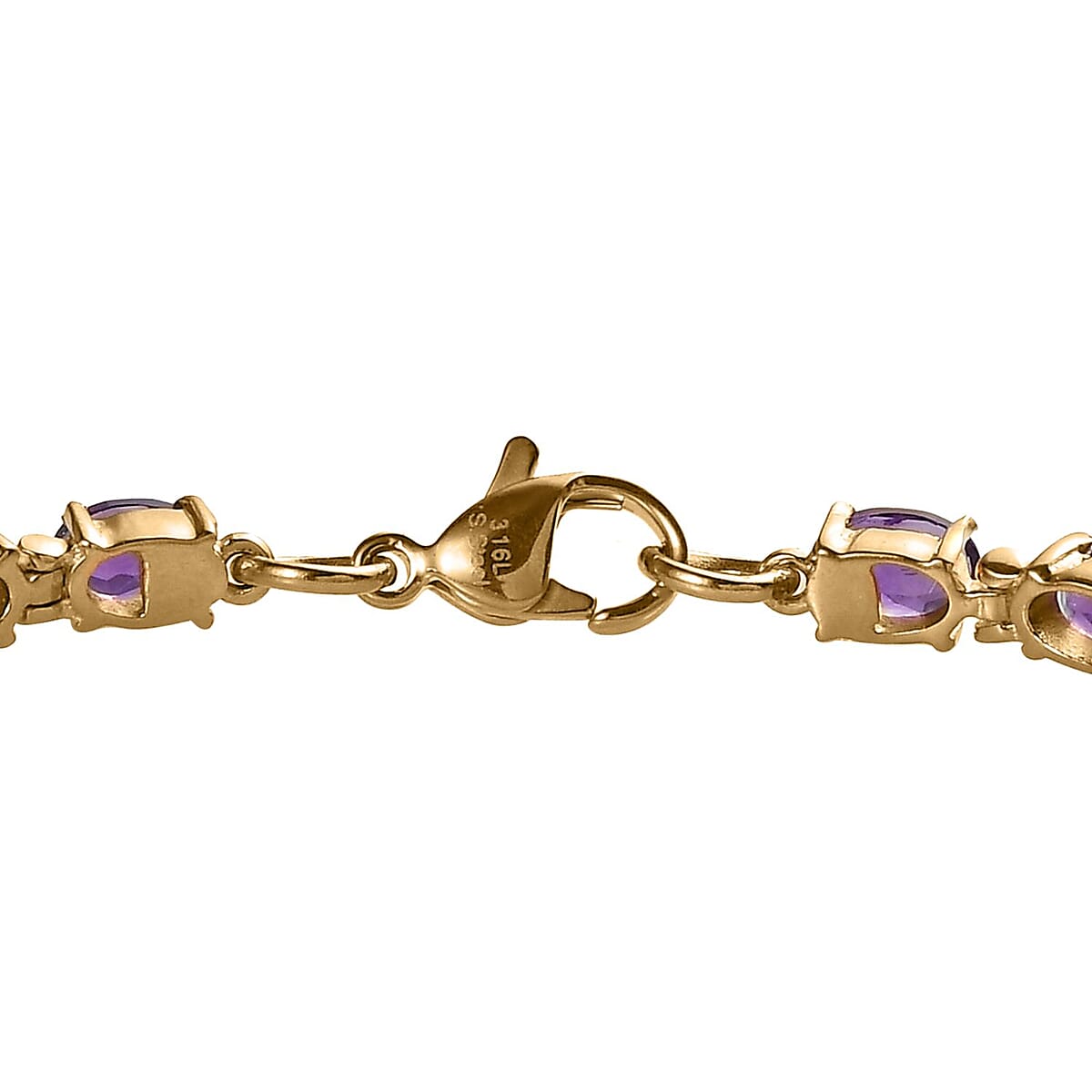African Amethyst Bracelet in ION Plated YG Stainless Steel (6.50 In) 8.00 ctw image number 3
