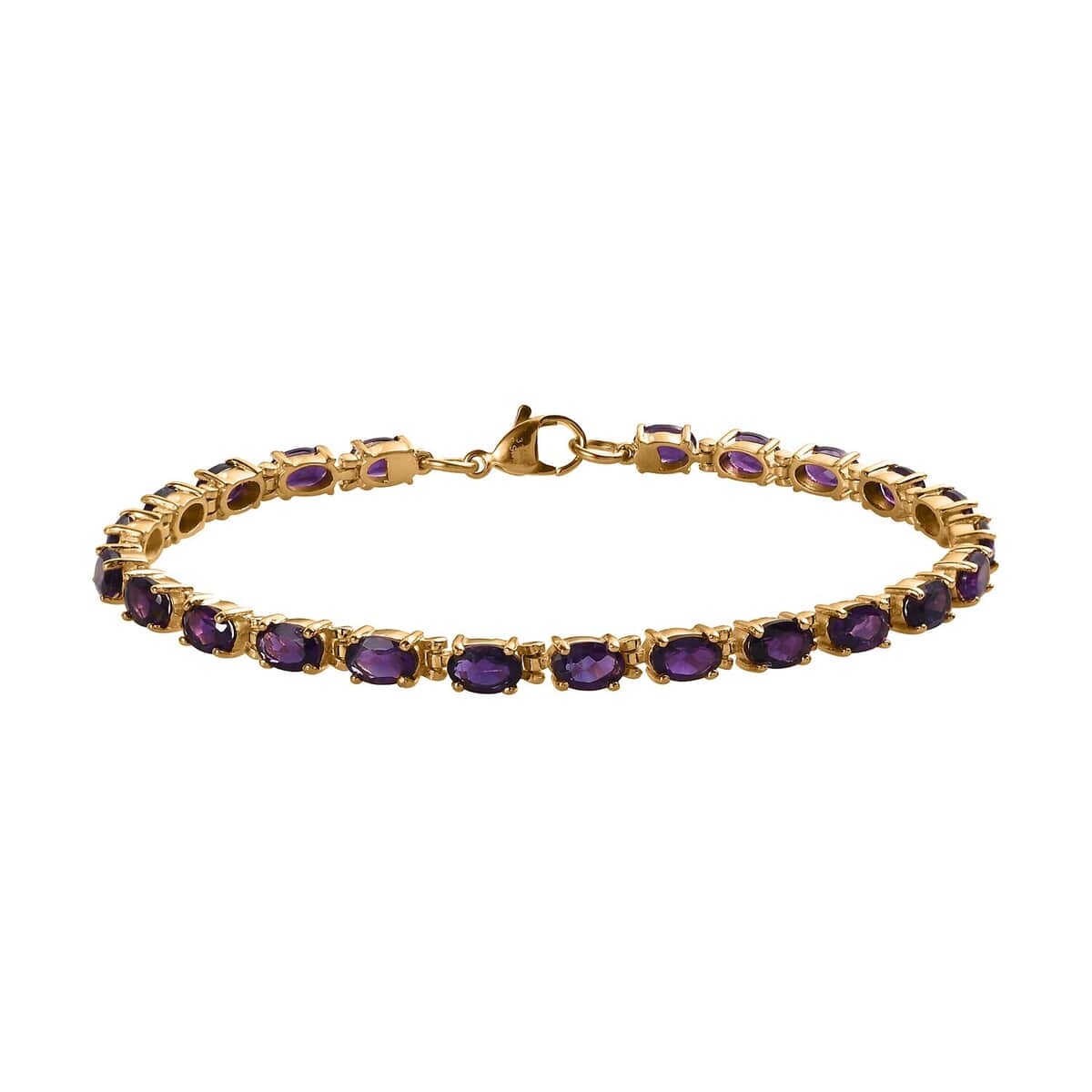 African Amethyst Bracelet in ION Plated YG Stainless Steel (8.00 In) 10.10 ctw image number 0