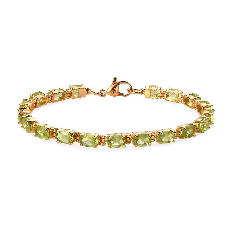 Peridot Bracelet in ION Plated YG Stainless Steel (6.50 In) 9.25 ctw