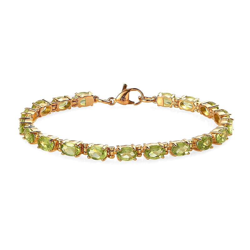 Peridot Bracelet in ION Plated YG Stainless Steel (6.50 In) 9.25 ctw