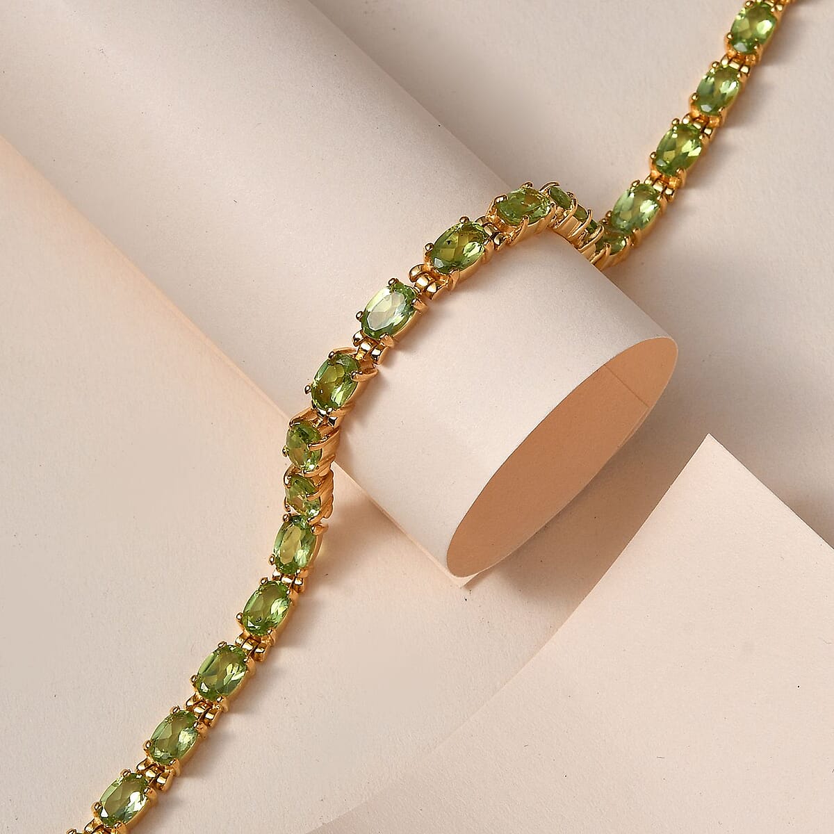 Peridot Bracelet in ION Plated YG Stainless Steel (6.50 In) 9.25 ctw image number 1