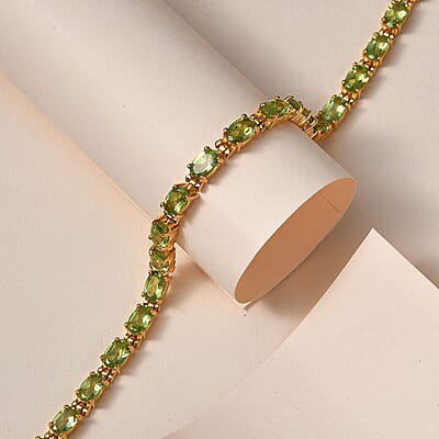 Peridot Bracelet in ION Plated YG Stainless Steel (6.50 In) 9.25 ctw