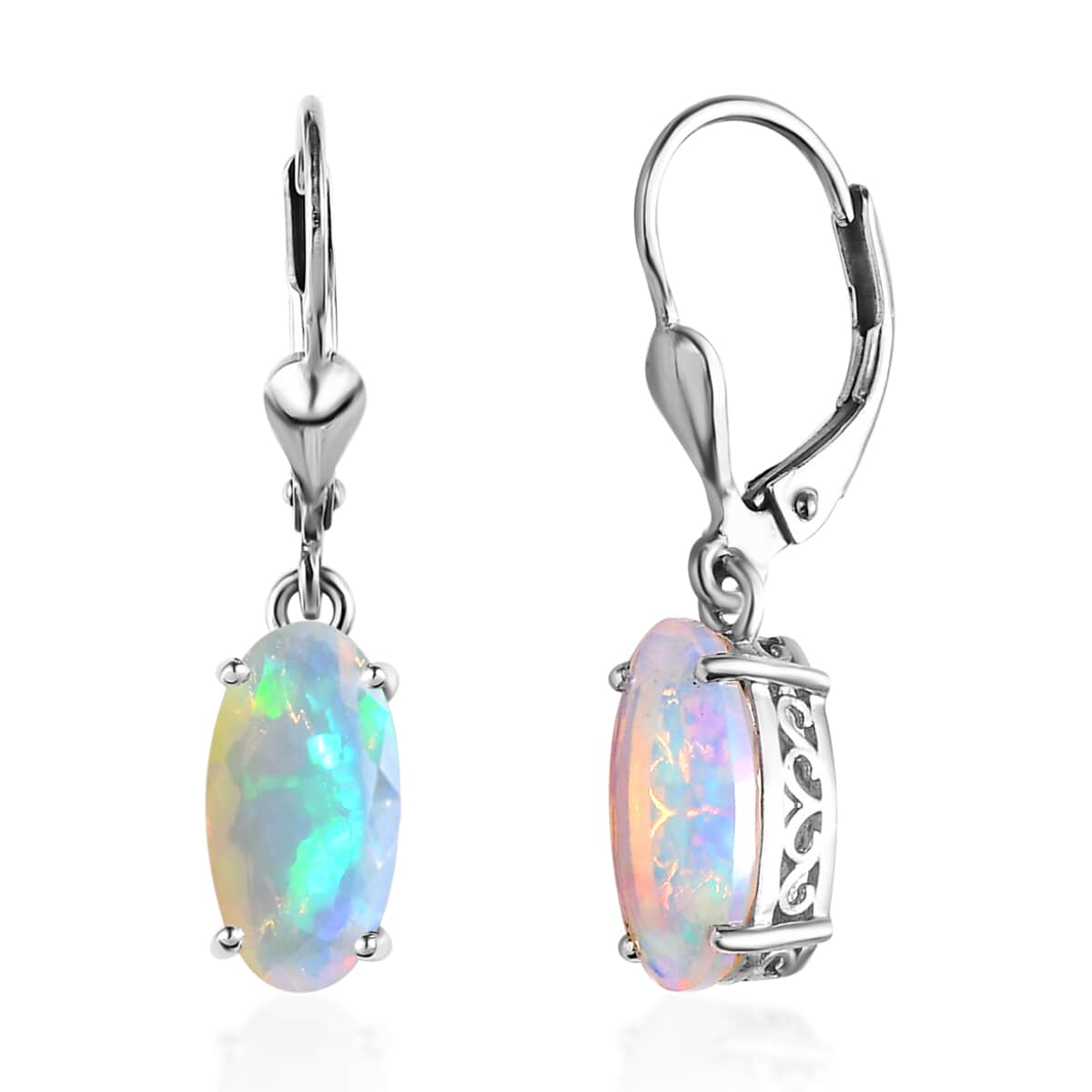 15 Oct TLV AAA Ethiopian Welo Opal Lever Back Earrings in Platinum Over Sterling Silver 2.65 ctw image number 0