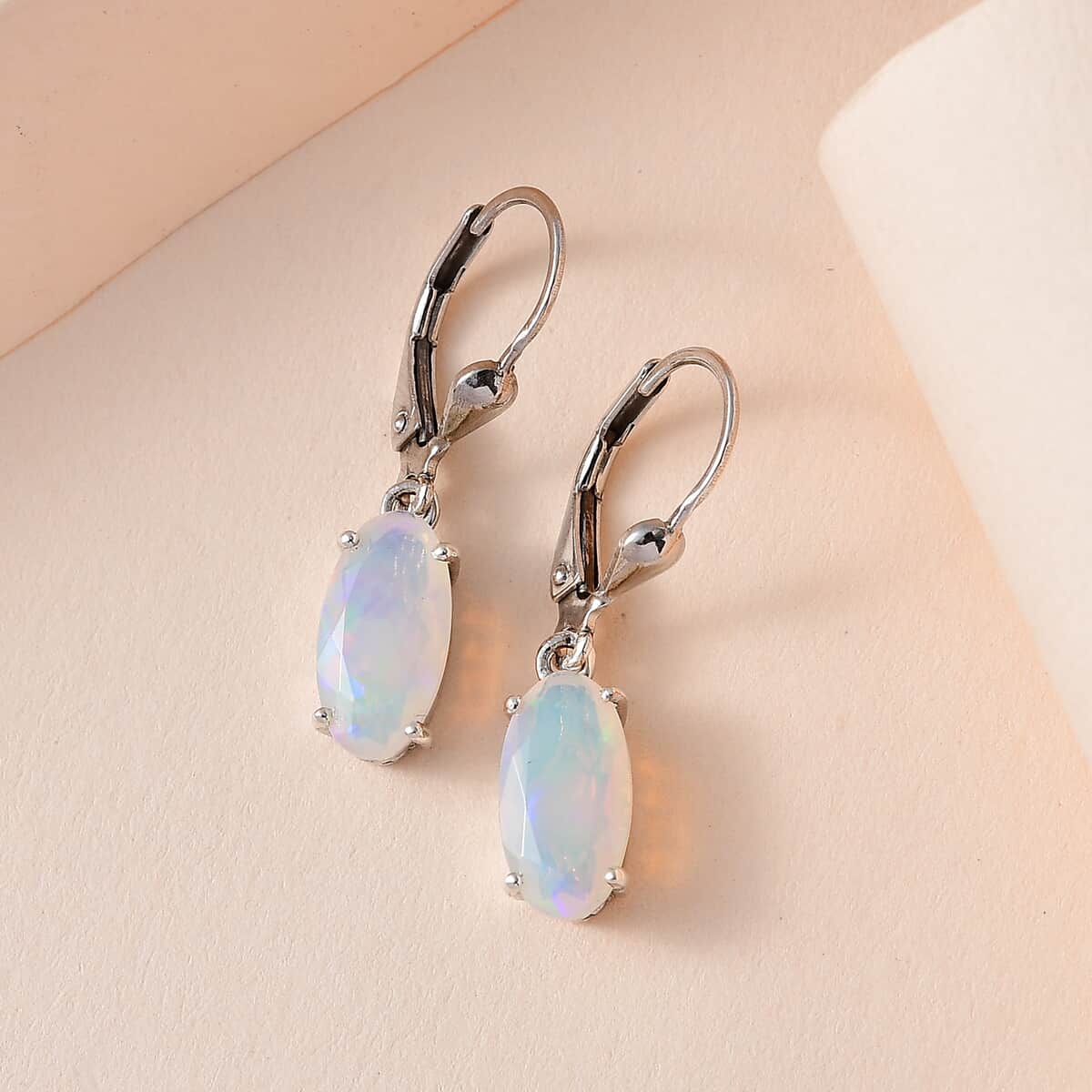 15 Oct TLV AAA Ethiopian Welo Opal Lever Back Earrings in Platinum Over Sterling Silver 2.65 ctw image number 1