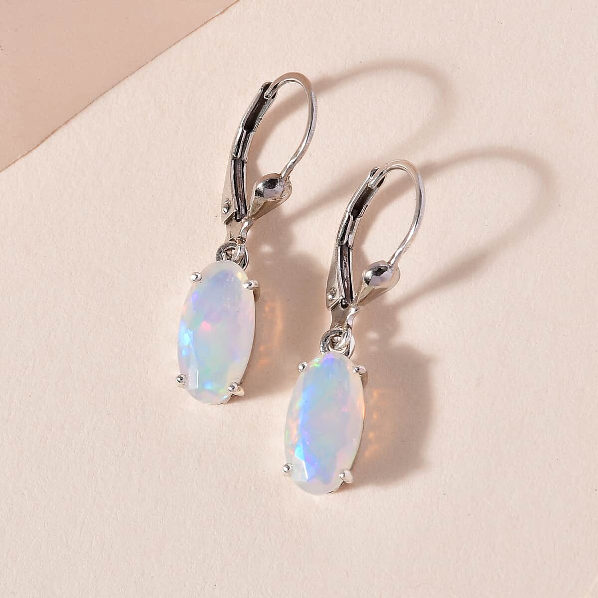 15 Oct TLV AAA Ethiopian Welo Opal Lever Back Earrings in Platinum Over Sterling Silver 2.65 ctw image number 2