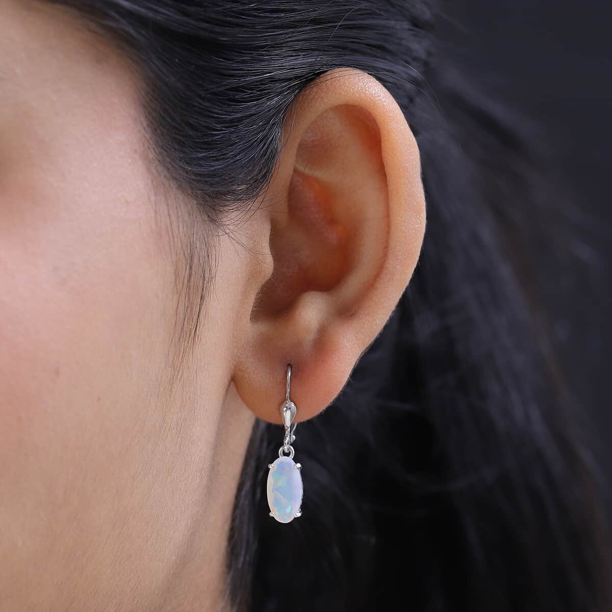 15 Oct TLV AAA Ethiopian Welo Opal Lever Back Earrings in Platinum Over Sterling Silver 2.65 ctw image number 3