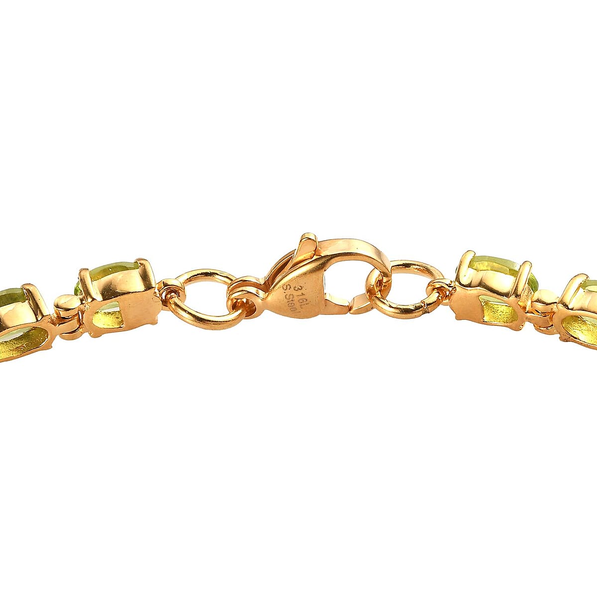 Peridot Bracelet in ION Plated Yellow Gold Stainless Steel (8.00 In) 11.65 ctw image number 3