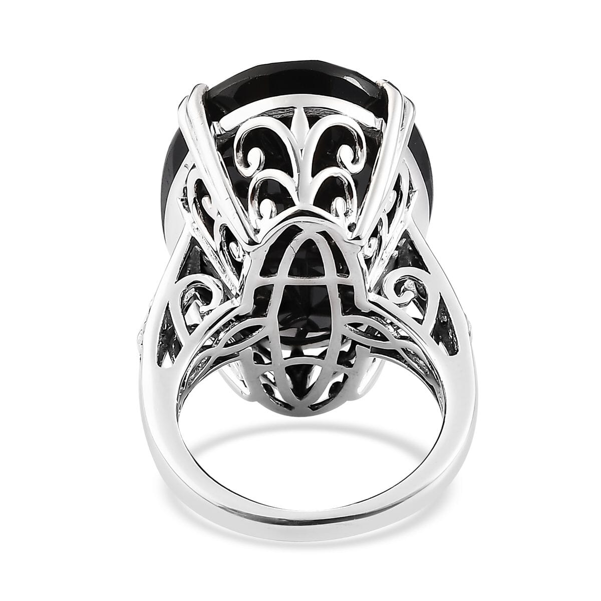 One Time Only Thai Black Spinel Solitaire Ring in Platinum Over Sterling Silver (Size 8.0) 40.75 ctw image number 4