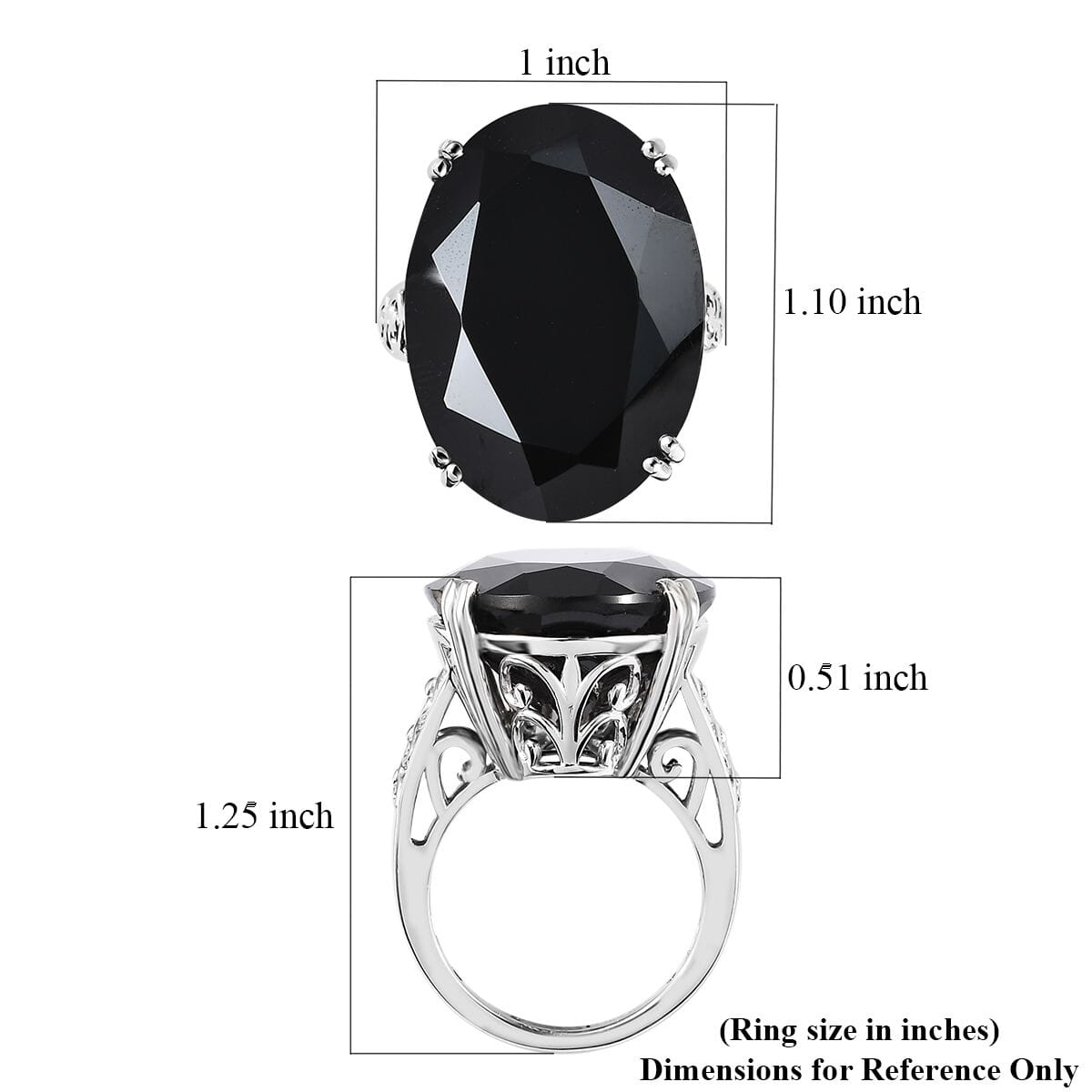 One Time Only Thai Black Spinel Solitaire Ring in Platinum Over Sterling Silver (Size 8.0) 40.75 ctw image number 5