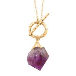 Amethyst Point Necklace 34 Inches in Goldtone 71.00 ctw