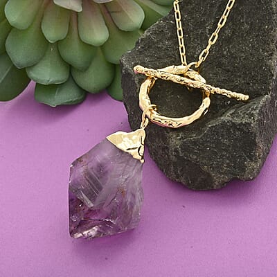 Amethyst 71.00 ctw Point Necklace in Goldtone 34 Inches