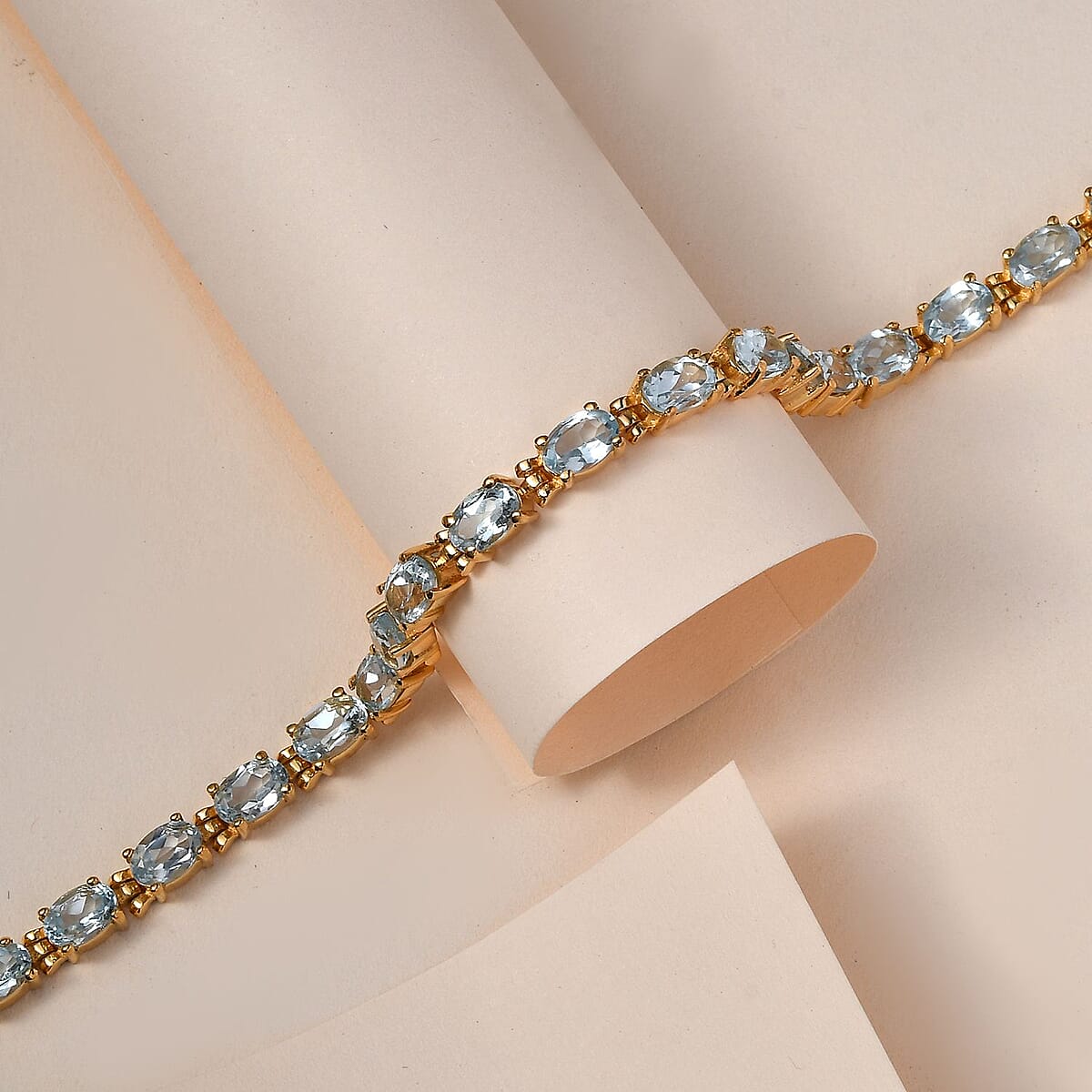 Sky Blue Topaz Bracelet in ION Plated Yellow Gold Stainless Steel (8.00 In) 13.35 ctw image number 1