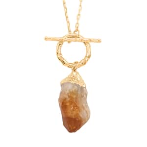 Made in Brazil Citrine Point Necklace 34 Inches in Goldtone 67.50 ctw