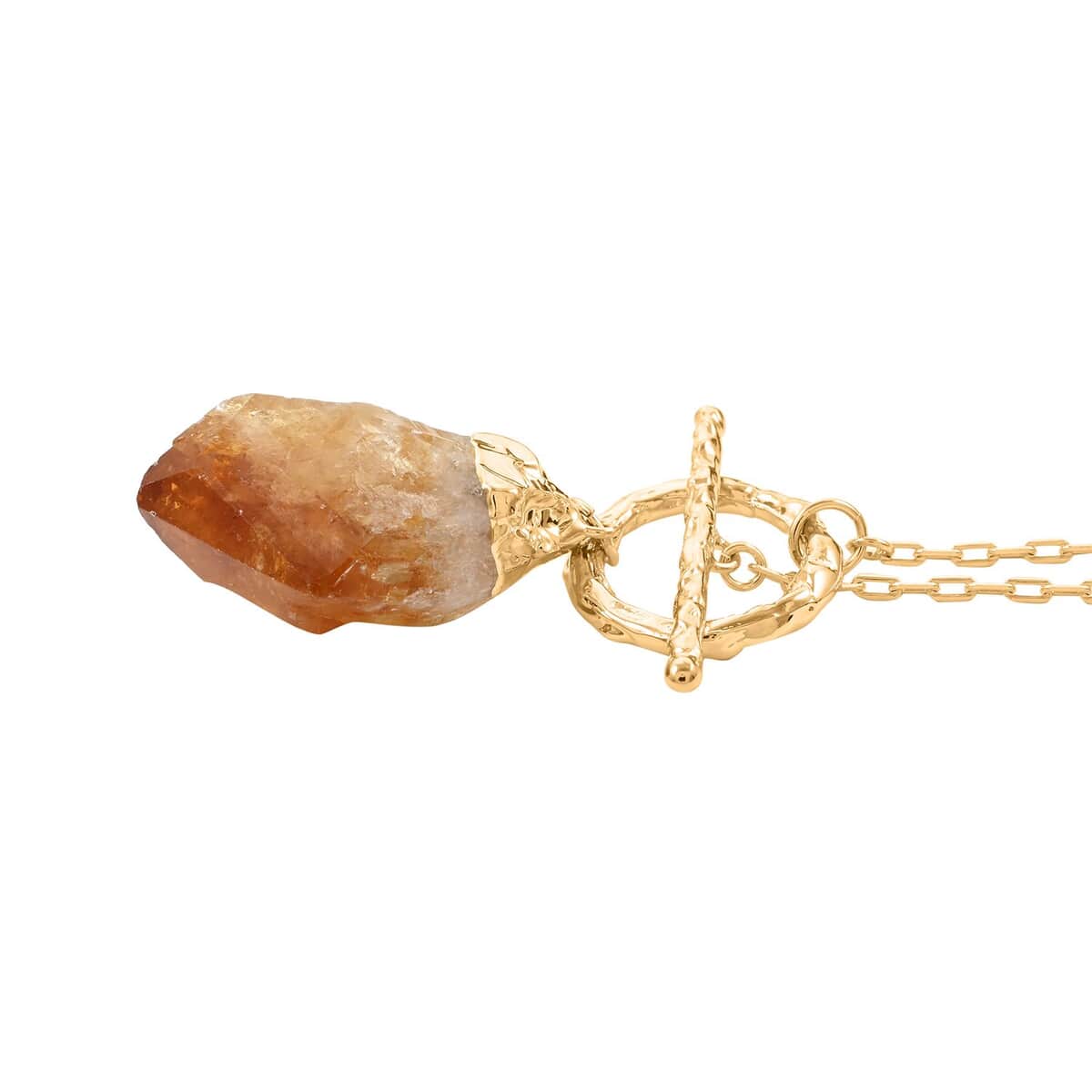 Made in Brazil Citrine Point Necklace 34 Inches in Goldtone 67.50 ctw image number 3