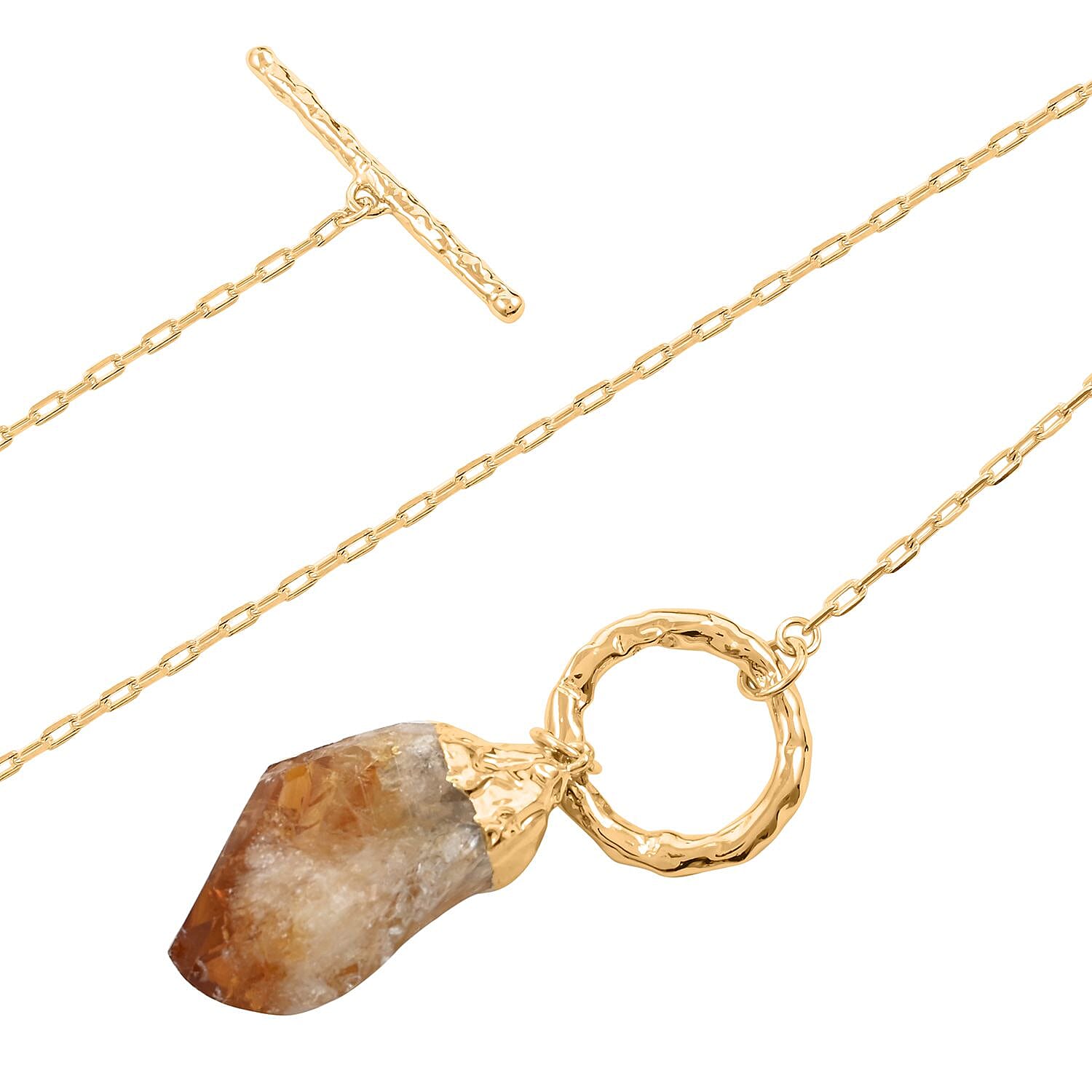 Made in Brazil Citrine 67.50 ctw Point Necklace in Goldtone 34 Inches