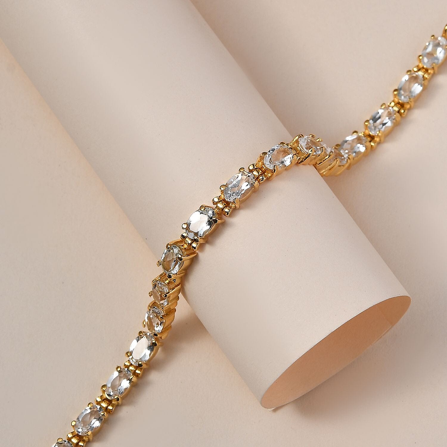 White Topaz Bracelet in ION Plated YG Stainless Steel (6.50 In) 9.65 ctw