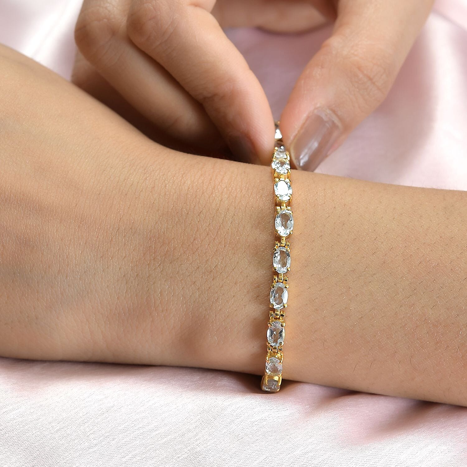 White Topaz Bracelet in ION Plated YG Stainless Steel (6.50 In) 9.65 ctw