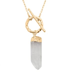 Crystal Point Pendant Necklace in Goldtone 34 Inches