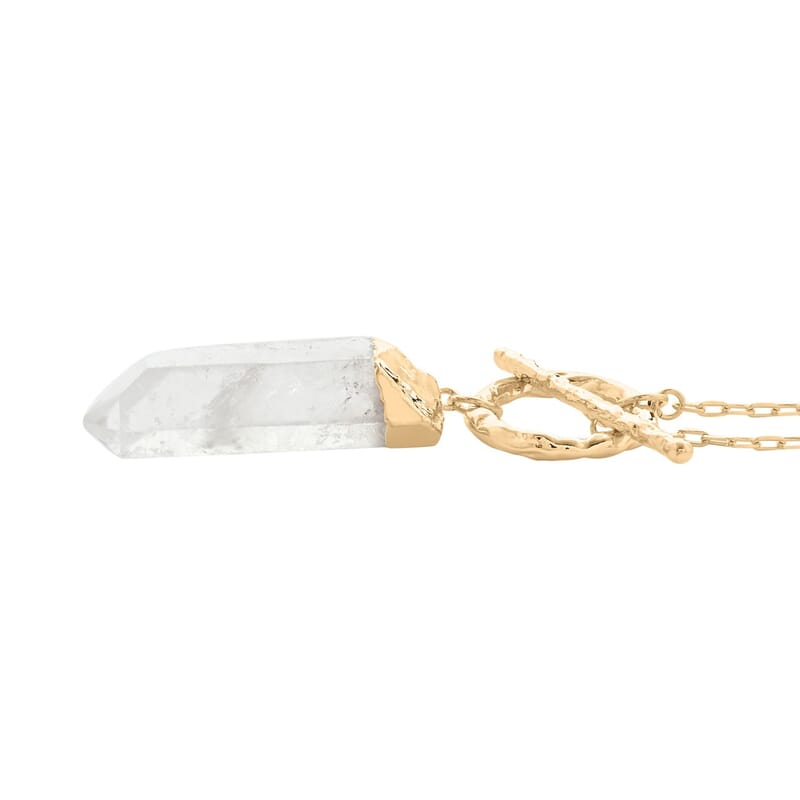 Crystal Point Pendant Necklace in Goldtone 34 Inches