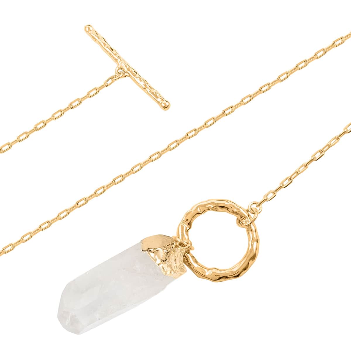 Crystal Point Pendant Necklace 35 Inches in Goldtone image number 4