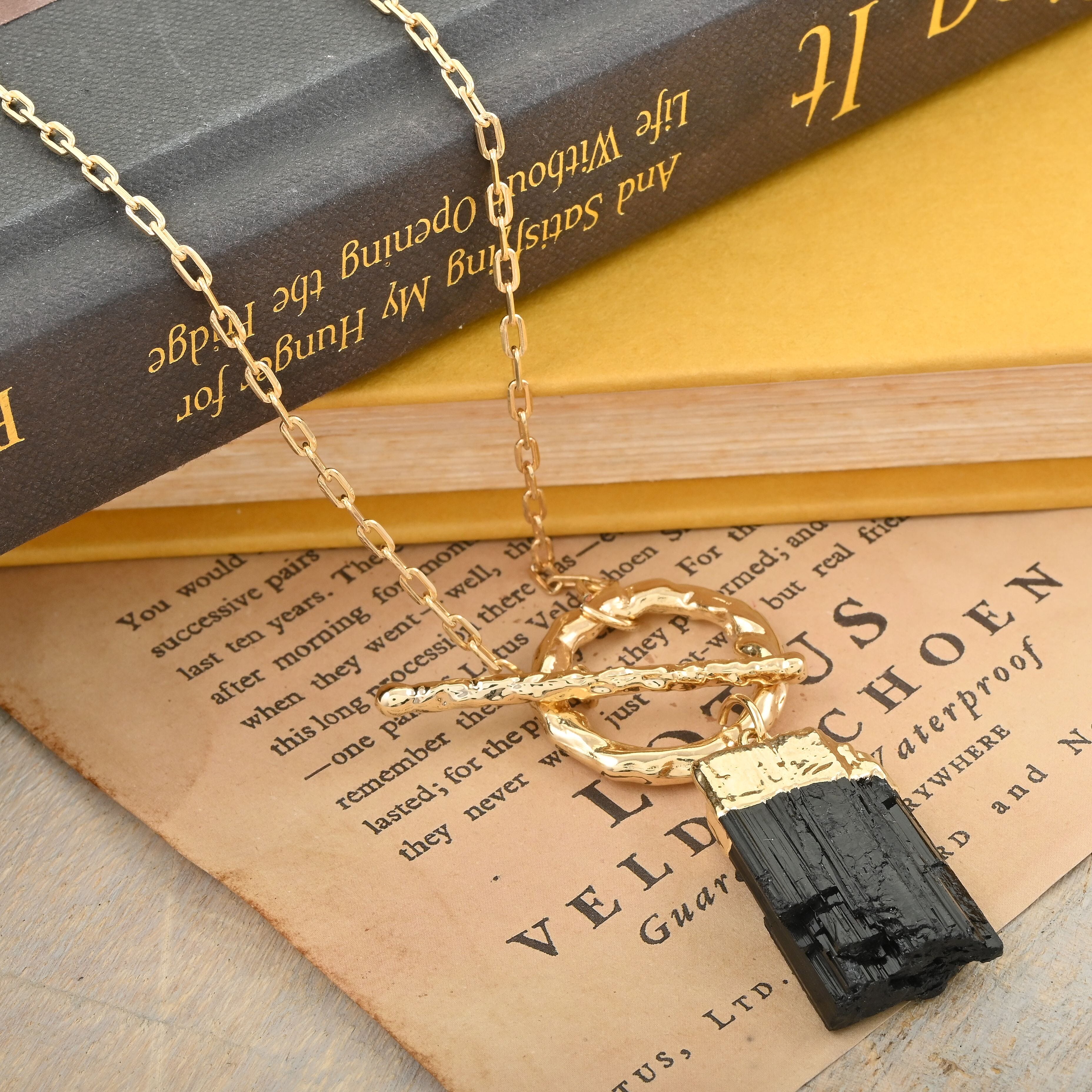 Tourmaline Point Necklace 34 Inches in Goldtone  37.50 ctw